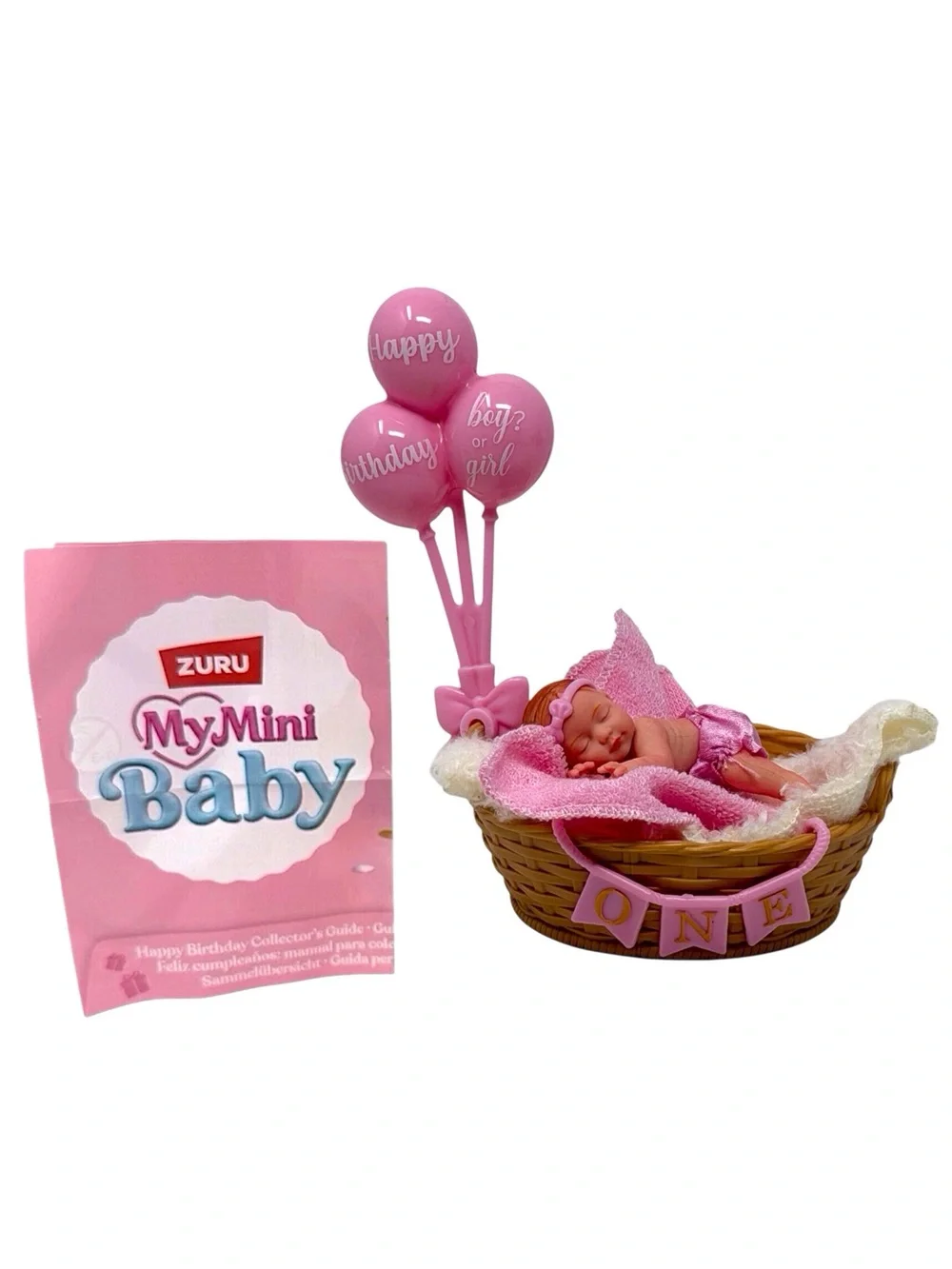 My Mini Baby In Basket W/balloons Set Zuru Happy Birthday Series New Open Ball